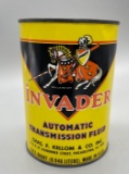 Graphic Invader Transmission Quart Oil Can.