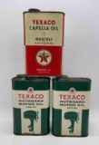 (3) Texaco Rectangle Quart Cans Outboard and Capella