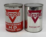 (2) Conoco Quart Oil Cans