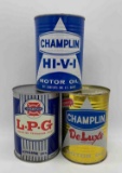 (3) Champlin Quart Oil Cans