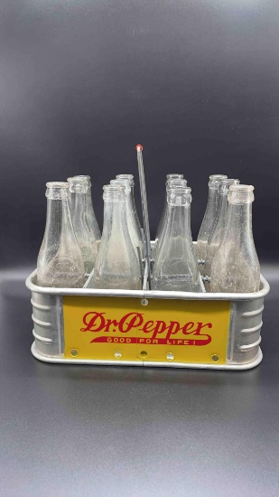 Dr. Pepper "Good For Life" 12 Count Aluminum Metal Carrier with bottles