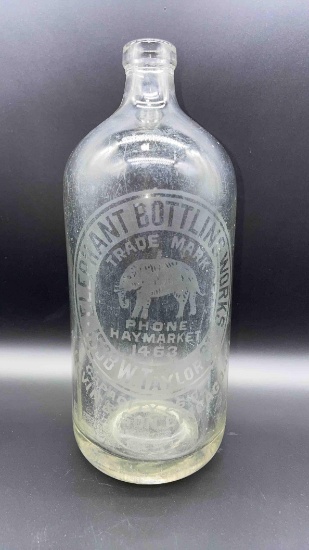 Soda Bottle with no Siphon, 26 Oz, Elephant Bottling Works (Chicago, IL)