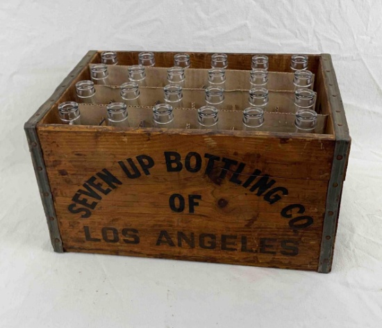 7-UP Wooden Crate w/ 24 Bar B Bottles (Los Angeles Coca-Cola Product)