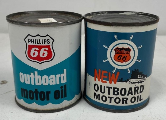 (2) Phillips 66 1/4 Pint Outboard Oil Cans