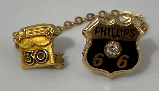 Phillips 66 30 Year Service Pin w/ Diamond and Delivery Truck 10K