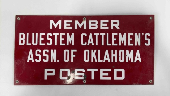 Oklahoma Blue Stem Cattleman's Association Porcelain Sign