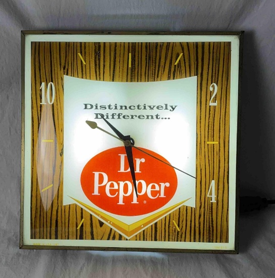 Dr. Pepper Lighted PAM Clock w/ Chevron and Woodgrain