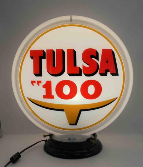 Tulsa "100 Gas Pump Globe w/ Steer Horns