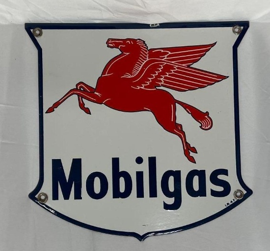 1947 Mobil Porcelain Gas Pump Sign