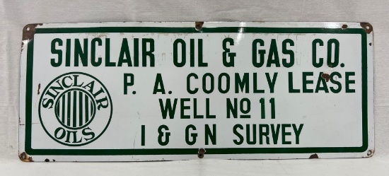 Sinclair Porcelain Lease Sign w/ Older Oils Logo