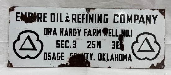 Rare Porcelain Cities Service/Empire Lease Sign Osage County, Oklahoma