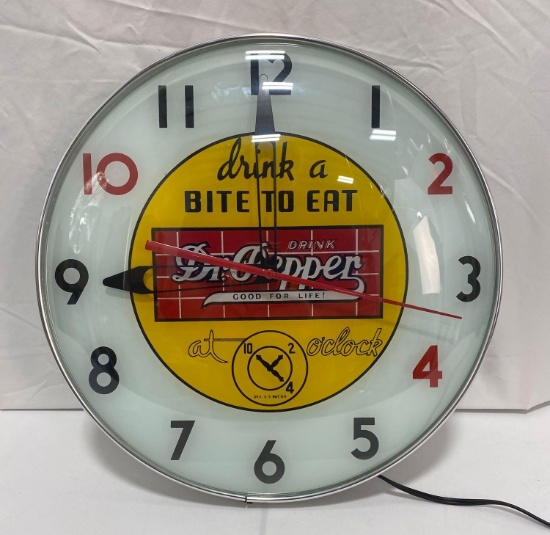New Dr. Pepper Drink a Bite to Eat Lighted Clock