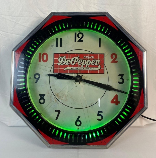 Dr. Pepper Octagon Neon Clock w/ Spinner