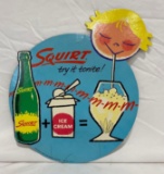 1956 Squirt Die-Cut Cardboard Advertising Sign