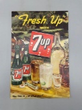 1950 7-Up easel back advertisement w/ bourbon decanters