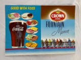 Graphic Crown Stores Soda Fountain Menu w/ Coca-Cola