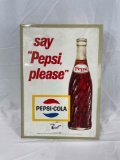 Pepsi-Cola Celluloid Over Cardboard Easel Back Sign