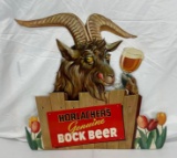 Graphic Die-Cut Horlacher's Bock Beer Easel Back Advertisement