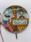 Early and Unique Patriotic Celluloid Button w/ Pull String