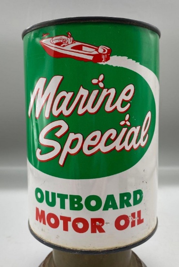Marine Special Quart Oil Can w/ Boat Graphic