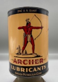 Archer Lubricants Quart Oil Can w/ Airplane and Indian