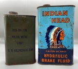 Graphic Indian Head Hydraulic Brake Fluid and Military Polish Cans