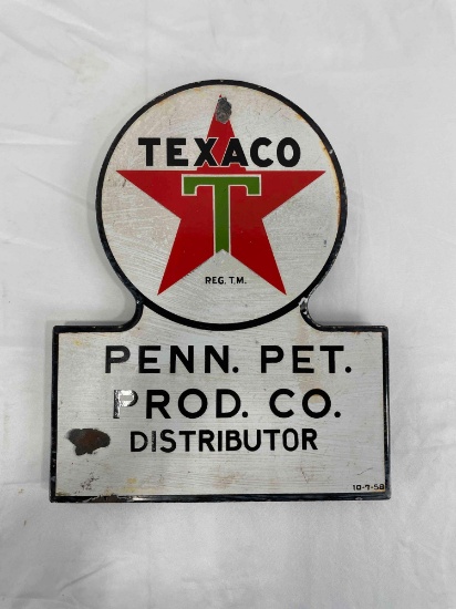 Texaco Distributor Truck Porcelain Door Sign