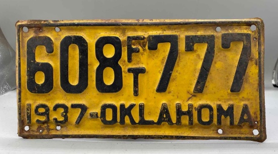 1937 Oklahoma Farm Truck License Plate