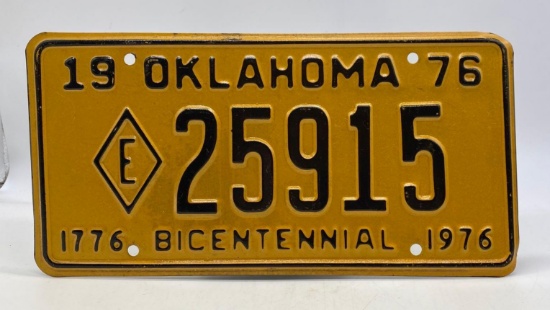 1976 Oklahoma Tax Exempt License Plate