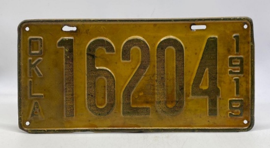1919 Oklahoma Matched Pair License Plates