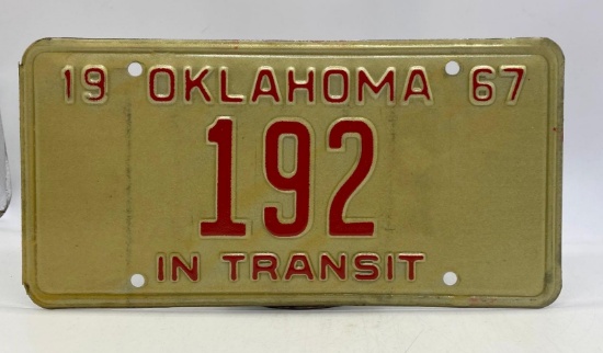 1967 Oklahoma In Transit License Plate