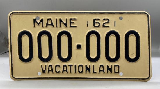 1962 Maine Sample License Plate