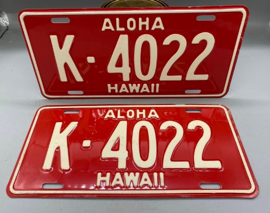 Hawaii Matched Pair License Plates