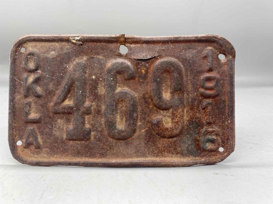 1916 Oklahoma Motorcycle License Plate