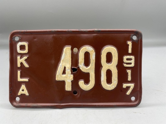 1917 Oklahoma Motorcycle License Plate