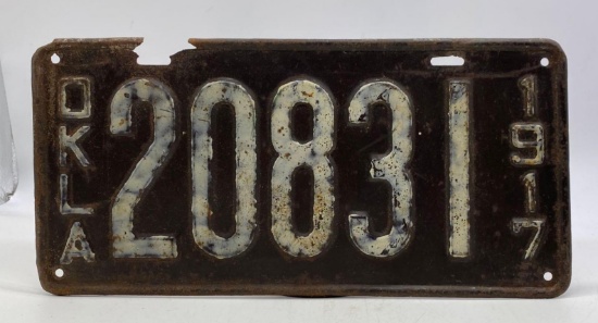 1917 Oklahoma License Plate