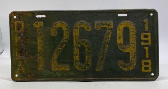 1918 Oklahoma License Plate