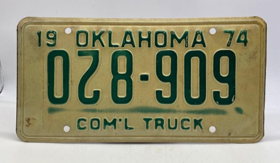 1974 Oklahoma MISPRINT Commerical Truck License Plate