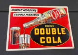 Embossed Double Cola Sign w/ Bottle and Glass