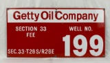 Getty Oil Company Porcelain Lease Sign