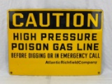 Porcelain Atlantic Richfield Pipeline Warning Poison Gas Sign