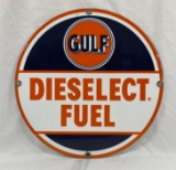 Porcelain Gulf Dieselect Pump Sign