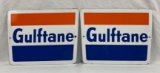 Two Porcelain Gulftane Pump Signs