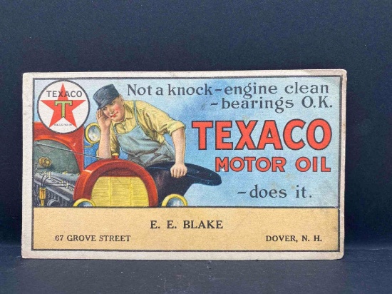1910's Texaco Ink Blotter w/ Brass Touring Car