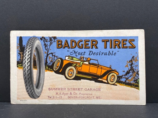 1920's Badger Tire Ink Blotter