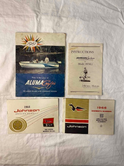 (4) 1960's Aluma and Johnson Boating Manuals & Brochures