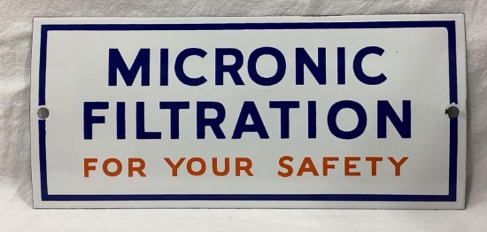 Gulf "Micronic Filtration For Your Safety" porcelain Sign