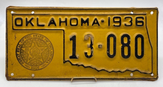 1936 Oklahoma State Trooper License Plate