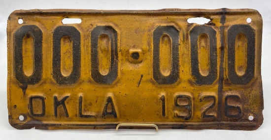 1926 Oklahoma Sample License Plate