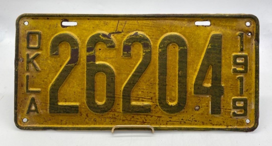 1919 Oklahoma License Plate